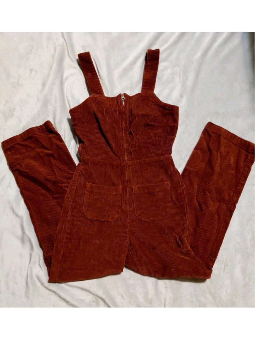 Free People Luna Fall Burnt Orange Corduroy Overalls Jumpsuit Jumper Size 0
